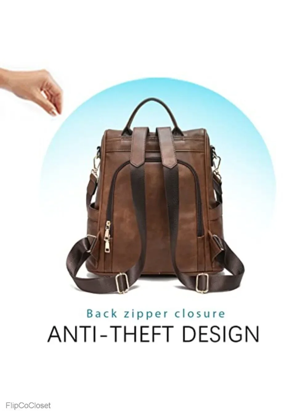 Women's PU Leather Anti-theft Backpack Purse